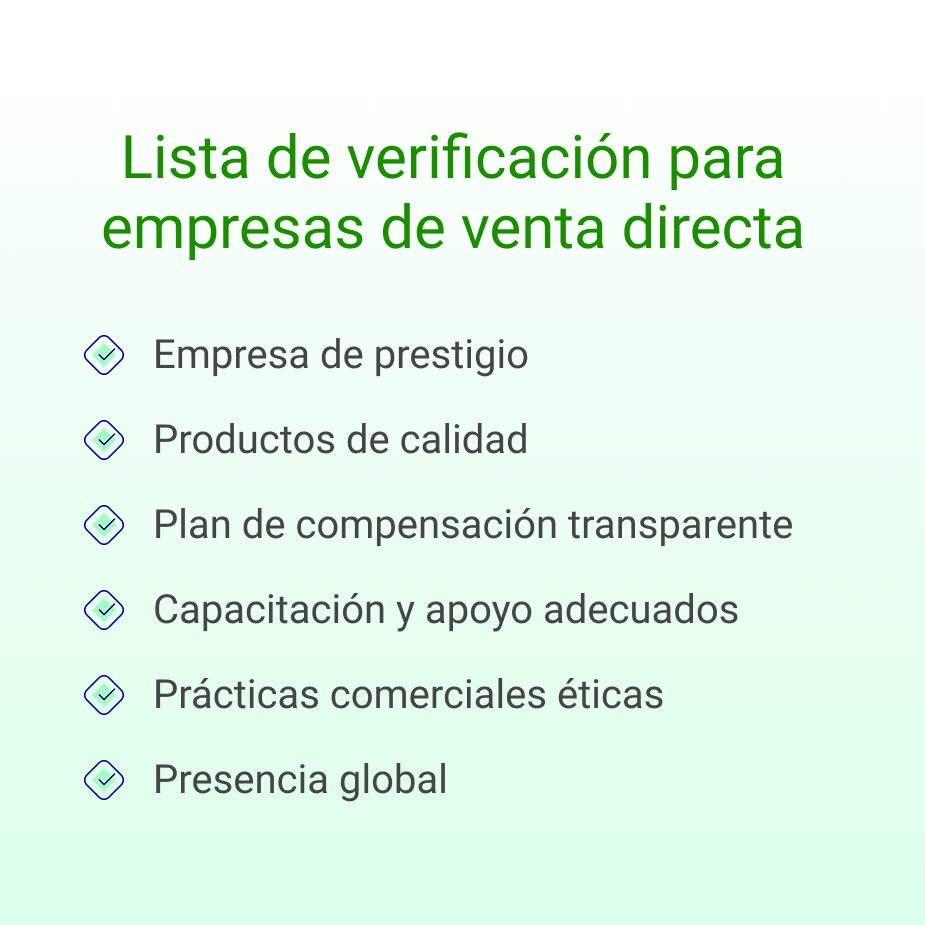 Lista de verificación para empresas de venta directa