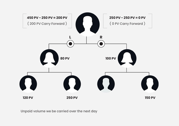 Binary bonus In spillover mlm plan